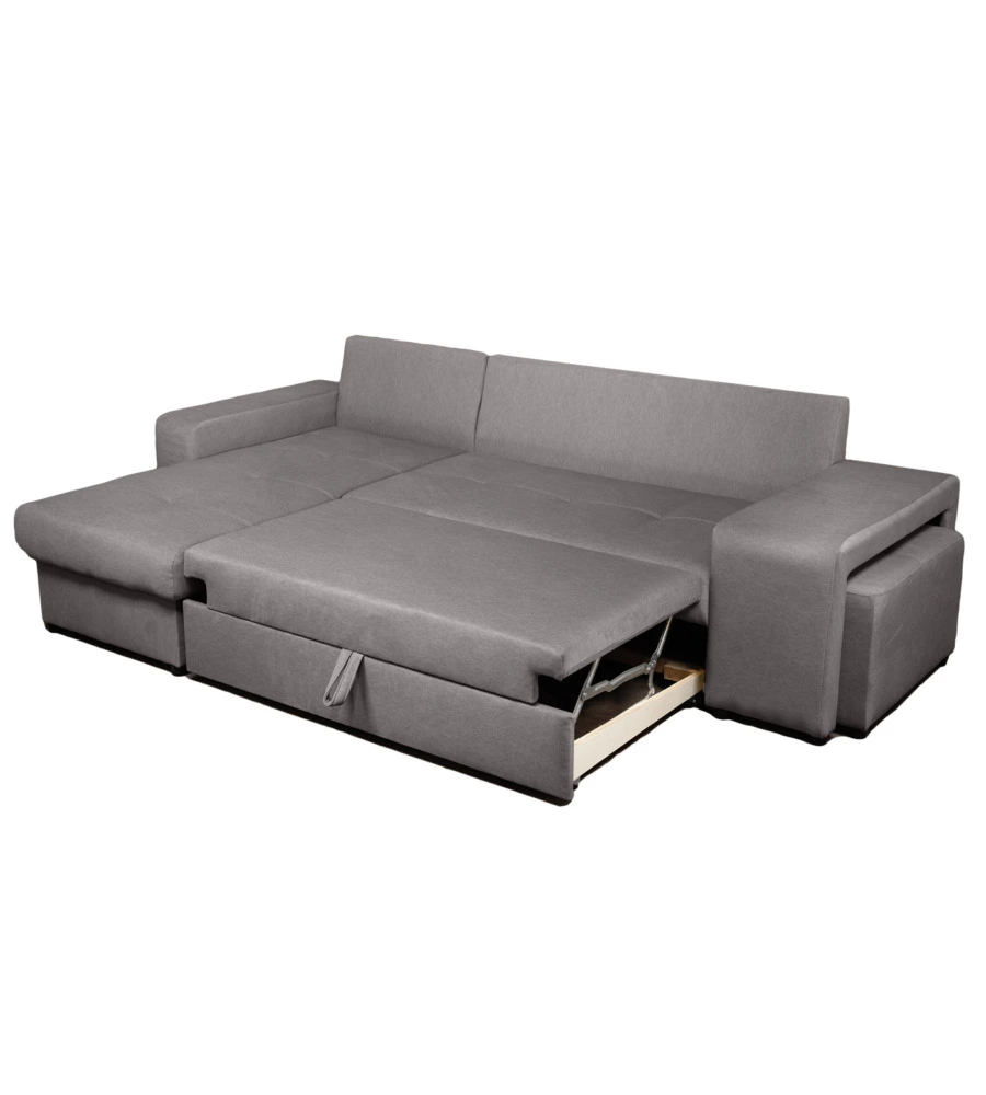 DIVANO LETTO "VIRGINIA" CON CASSETTONE E PENISOLA REVERSIBILE, 250X160X85 CM